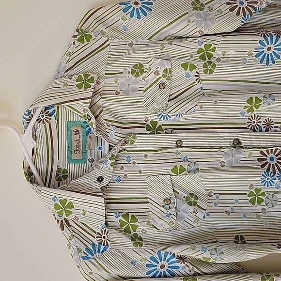 Fossil Floral MOD Coquette Snap Button Western Rodeo Show Shirt - Picture 3 of 5